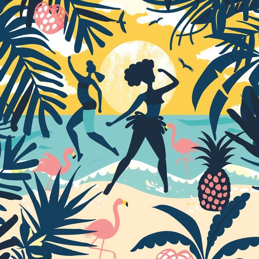 Create a playful and joyful atmosphere reminiscent of an island getaway. This reggaeton composition uses funky tropical elements and whimsical island sounds to make listeners feel like they are dancing on the beach.