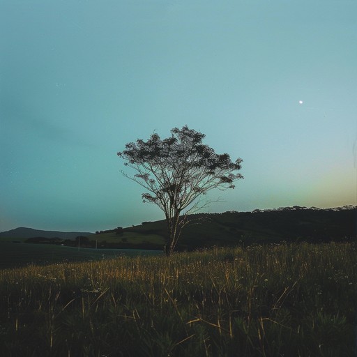 Imagine an eerie twilight descends over the brazilian countryside, shadows playing tricks on the eyes as a haunting viola caipira melody fills the air. The melody is minimalist, focusing on depth and resonance, creating an atmosphere that draws listeners into a world of intrigue and suspense.