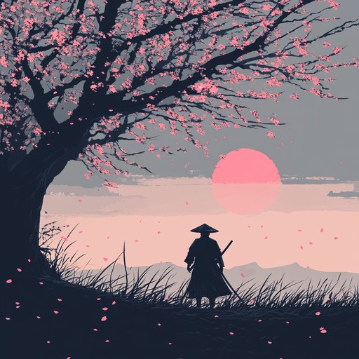 A captivating instrumental track blending traditional japanese koto with atmospheric synths. The piece begins with a haunting koto melody, complemented by minimalist taiko drumming and ethereal synth layers. As the composition progresses, it draws listeners into a reflective journey, reminiscent of an anime samurai's quest through mystical realms. The music is beautifully melancholic, perfectly capturing a sense of nostalgia and wonder.