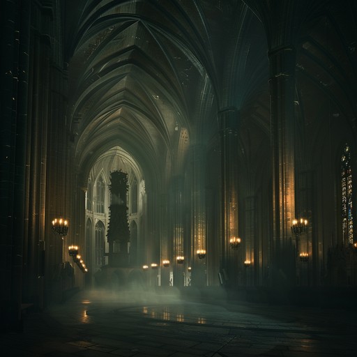 Delve into the depths of an ancient, abandoned cathedral where echoes of eerie organ melodies fill the cold stone halls. Shadows dance with flickering candlelight, creating an atmosphere of suspense and dread. Sonic layers build to an intense climax, pulling listeners into a world of gothic mystery.