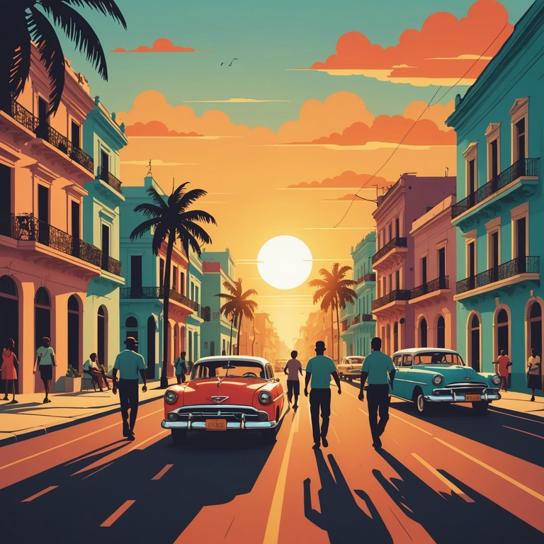 This track embodies the vibrant yet serene atmosphere of a cuban sunset, combining rhythmic percussion with gentle melodies to capture the essence of havana's lively yet laid back culture.