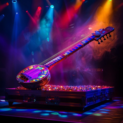 Experience an energetic blend of traditional indian raga scales with the fervor of classic rock. A dynamic journey with sitar melodies complimented by electric guitar riffs, embodying a spirited and exhilarating vibe.