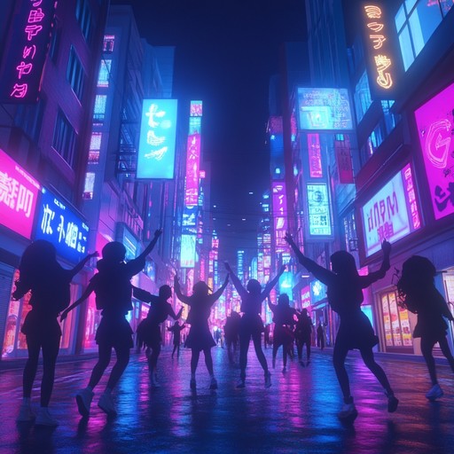 An upbeat instrumental j pop song that captures the vibrancy and excitement of tokyo's neon lit streets at night, blending modern electronic sounds with traditional japanese instruments to create a dynamic and lively atmosphere.