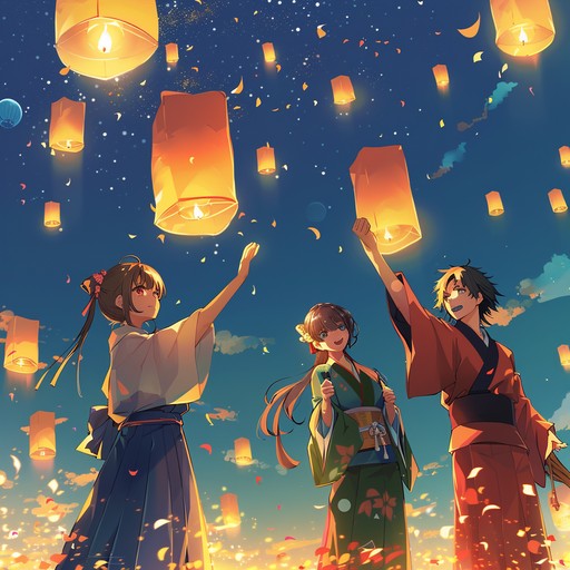 A spirited anime composition featuring infectious synths and vibrant melodies, encapsulating moments of victory and celebration. The dynamic range and uplifting tempo make it ideal for anime sequences showing festivity or achievement.