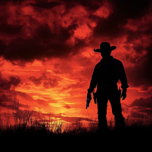 A powerful instrumental piece featuring aggressive electric guitars and pounding drums, evoking the tension and fury of a standoff in the wild west.