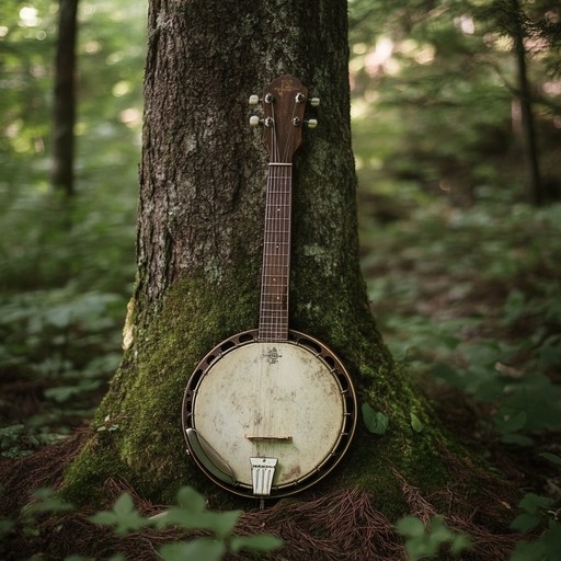 An instrumental bluegrass track featuring soothing banjo and fiddle interplay that creates a mellow, hypnotic atmosphere, evoking the serenity of appalachian hollows at twilight