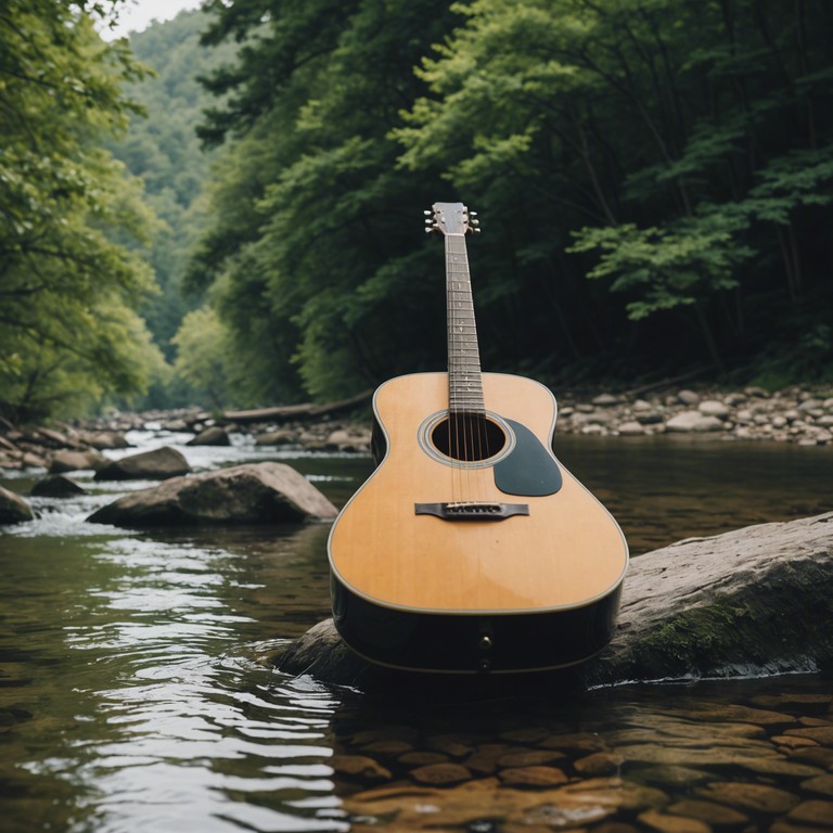 Echoes by the stream creates a soul stirring mood through its melodic guitar connotations and sonic representation of a tranquil streamside, allowing for a deep reflective state or a calm meditation.