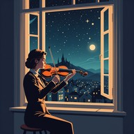 gentle violin serenade in serene night setting.