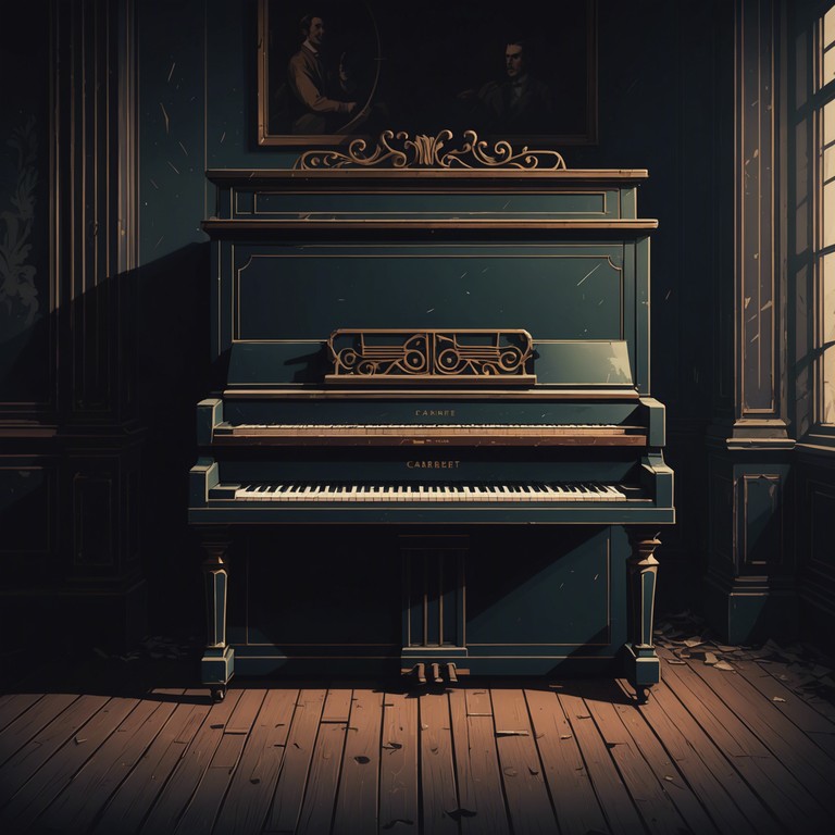 This track serves as a chilling backdrop for a suspenseful, thrilling scene in a movie or play, enveloping the listener in a sense of haunting mystery with every note played on the piano.