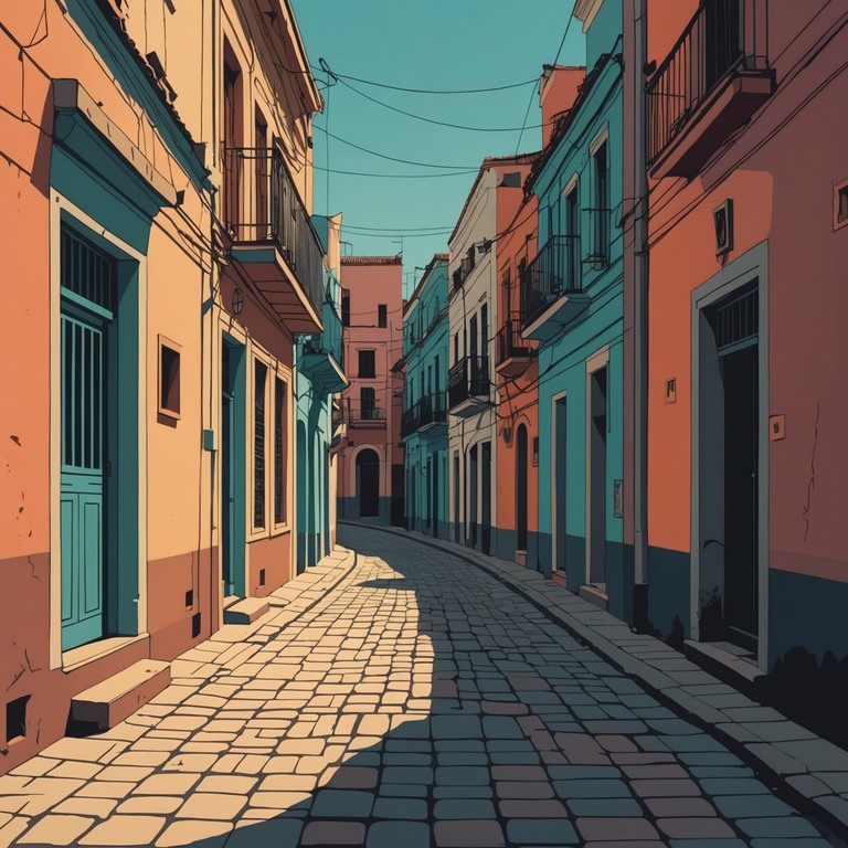 An imaginative exploration of somber emotions using the mambo's rhythmic complexities, suggesting a reflective stroll through the aging streets of havana under the moonlight, with each note telling stories of past joys and sorrows.