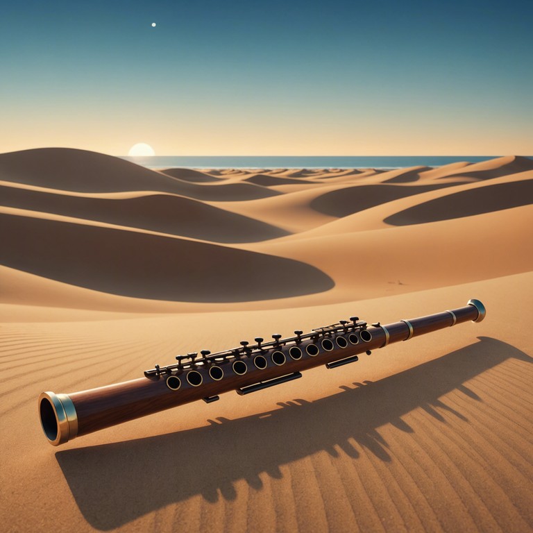 A soothing and intimate composition that uses the gentle sounds of a traditional wooden flute to evoke the vast, serene landscapes of the sahara desert. It's a meditative and tranquil piece, aimed at providing a musical oasis that mirrors the quiet majesty of sandy dunes under the twilight sky.