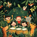 a spirited song making kids move like jungle animals