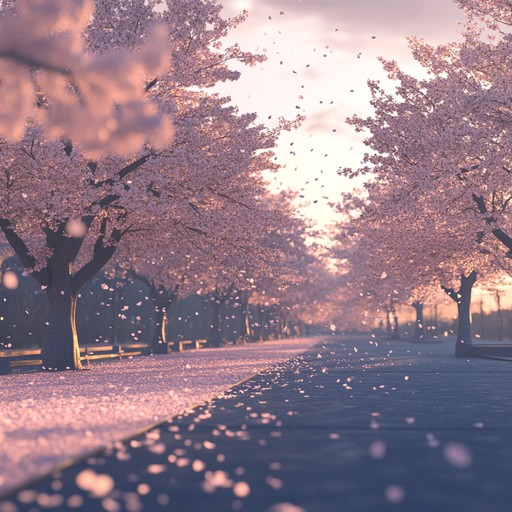 An instrumental piece inspired by the gentle falling of sakura petals, exemplifying the delicate feelings of young love in an anime setting. The soft timbre of the koto, combined with gentle piano melodies, creates a nostalgic and heartwarming atmosphere that captures the essence of fleeting but impactful moments of tenderness shared between characters.