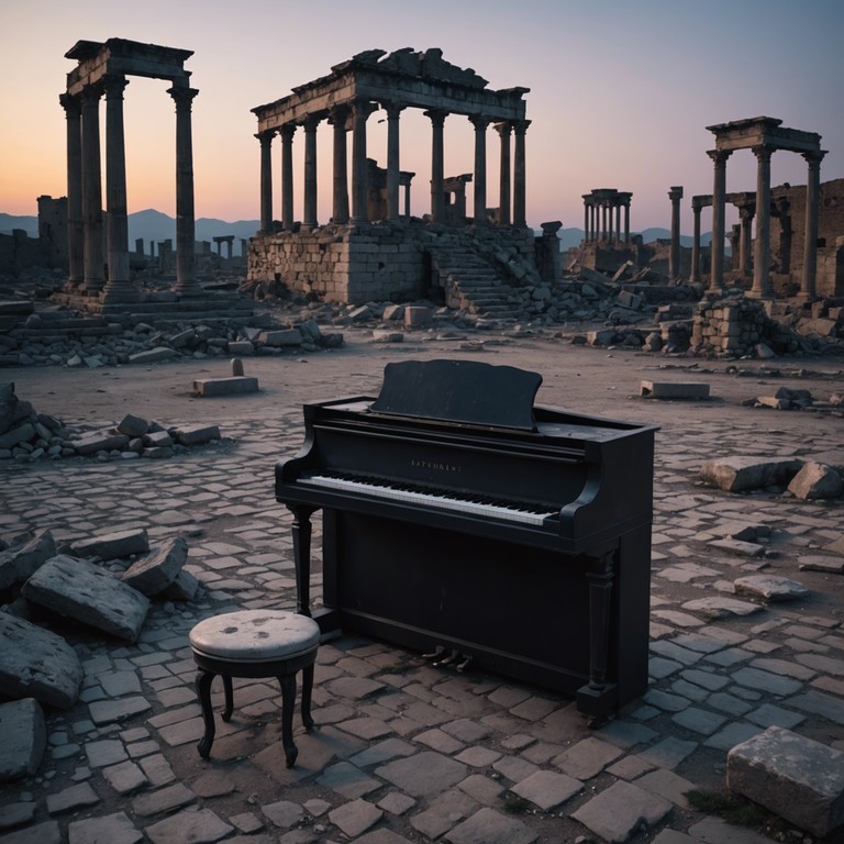 Imagine the haunting echoes of a mysterious past vibrating through crumbling stone walls as the dusk brings eerie shadows. The music serves as a passage to long forgotten tales of a once thriving civilization, now only whispered by the cold wind and spectral presences that roam the desolate landscapes.