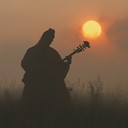 gentle plucking echoing across dawn lit indian fields