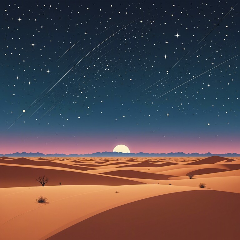 This composition captures the essence of a peaceful evening in the middle east, with slow, flowing melodies that mimic the gentle movement of sand dunes under a starlit sky. The music is centered around the soothing sounds of the oud, complementing the quiet night atmosphere. The piece gradually builds a calming harmony that invites listeners to unwind and reflect.