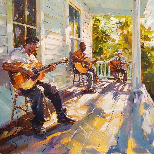 This instrumental bluegrass track captures the essence of an energetic summer porch pickin' session, where cheerful banjo and lively fiddle create a playful and fun atmosphere. Ideal for outdoor get togethers and evoking a sense of carefree joy.