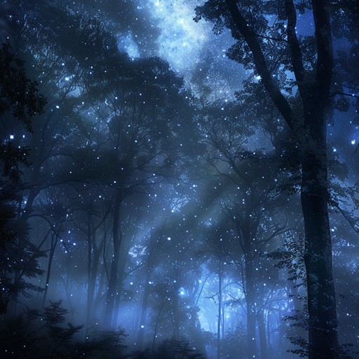 A serene ambient track capturing the mysterious and ethereal beauty of a forest under a twilight sky. As the night deepens, soft synths mimic the gentle rustle of leaves and distant starlight, crafting a soundscape that invites reflective solitude and a deep connection with nature.