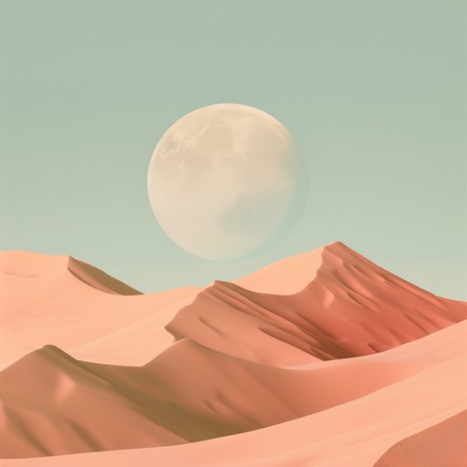 The composition captures the essence of a tranquil desert at twilight, with gentle winds carrying distant melodies through dunes