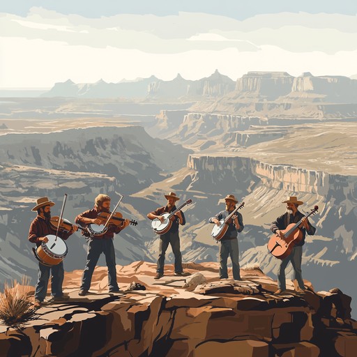 Immerse in an epic instrumental bluegrass tune depicting the ascent of majestic mountain peaks, echoing the adventure and triumphs encountered along rugged terrains. Banjo melodies drive the epic journey as other bluegrass instruments join in, capturing the essence of triumph and natural beauty.