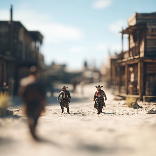 This piece captures the heart pounding tension of a high noon showdown in a dusty desert town. The music builds with relentless intensity, featuring aggressive riffs and driving rhythms that evoke the heat and hostility of the wild west. Perfect for scenes filled with grit, determination, and inevitable confrontations.