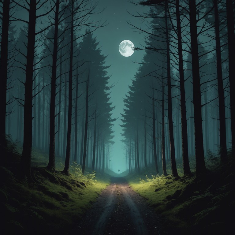 Delving deeper into the psychic terrains of our fears, midnight whispering shadows enhances the feeling of being followed in an otherworldly domain with its ghostly echoes and sinister wind beneath silver moonlight.