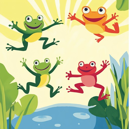 This upbeat instrumental track features playful tunes that mimic the hopping of frogs, using bright xylophone sounds to engage children and stimulate their imagination. It's perfect for sing alongs and playful activities.