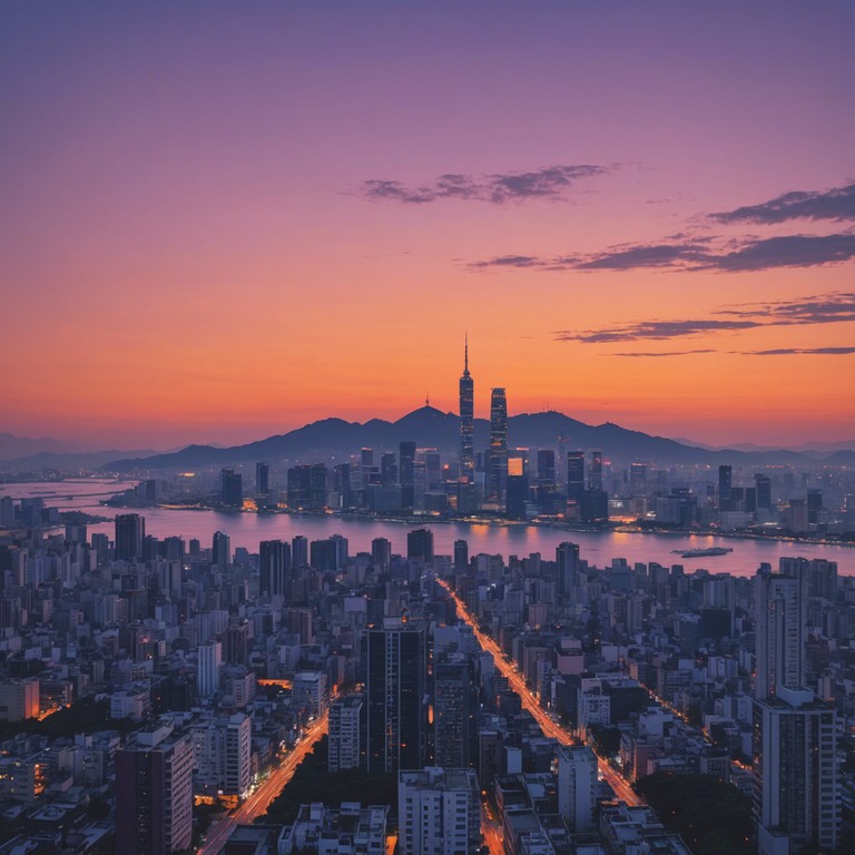 A soothing instrumental track blending traditional korean instruments with modern k pop sensibilities, designed to evoke the peaceful sensation of watching a sunset over seoul. Perfect for relaxation and contemplative moments.