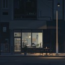 blending soft serenity with underlying urban tension at night