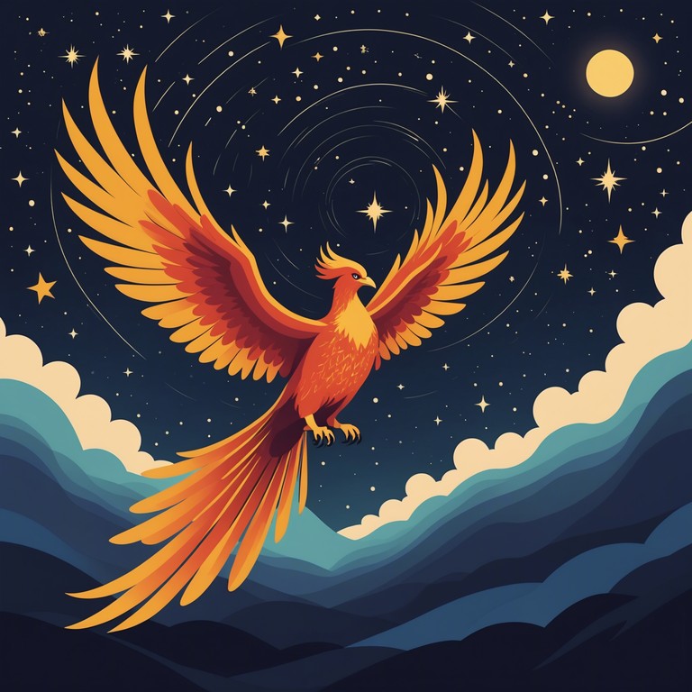 An instrumental track designed to elevate heart rates and spirits, combining electrifying guitar riffs with a progressive complexity that mimics the phoenix's rise from ashes, ideal for both fitness enthusiasts and creative minds seeking motivation.