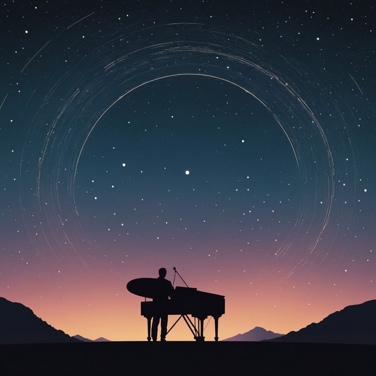 Immerse yourself in an auditory journey where cosmic melodies intertwine with intoxicating rhythms, crafting a surreal soundscape fit for stargazing and dreamlike reveries. Let each chord transport you to an ethereal plane of existence, carried by the hypnotic beats of the vibraphone against a backdrop of interstellar wonder.