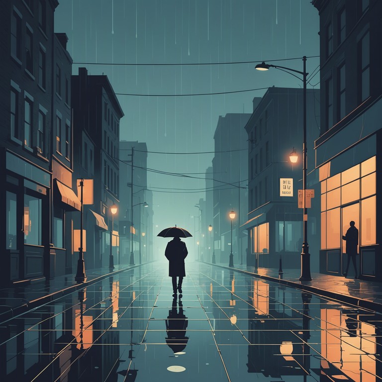 In this track, the essence of a rainy cityscape is captured through a blend of melancholic melodies and the gritty beats of grime music. The song evokes the feeling of solitude and introspection as one walks through the misty, lamp lit streets of an urban environment.