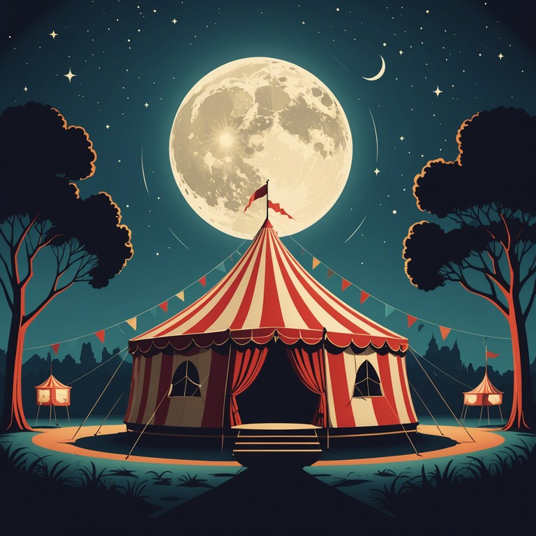 Imagine a dimly lit circus tent, with shadows dancing on antique posters and a single spotlight illuminating a pianist, playing haunting, ethereal tunes that evoke a sensation of marvel wrapped in a shroud of mystery