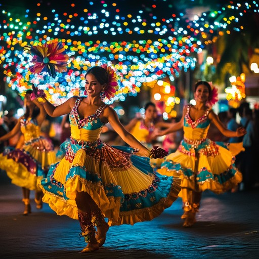 An instrumental salsa track bursting with lively percussion, vibrant brass, and electrifying piano melodies that capture the essence of a caribbean festival, inspiring listeners to dance and celebrate.