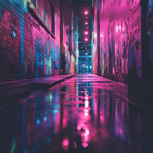 A melancholic yet energized chillwave track, featuring lush synths and pulsing basslines. The music transports listeners to neon lit, late night streets, reflecting the blend of serenity and rebellion characteristic of urban nights.