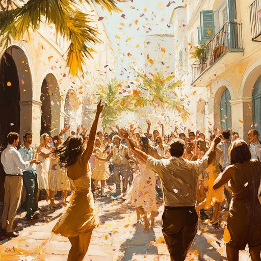 An upbeat, lively tune that captures the essence of a festive summer street dance. With its infectious trumpet melodies and rhythmic beats, it creates a joyful and energetic atmosphere, perfect for outdoor gatherings under the sun.