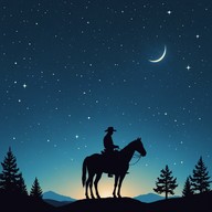 lonely cowboy wanders under starlit sky