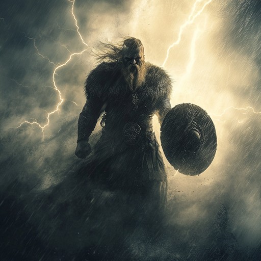 A powerful instrumental track featuring driving electric guitar riffs and pounding drums that embody the fierce spirit and relentless energy of viking warriors charging into battle. The music captures the raw aggression and heroic determination of norse berserkers.