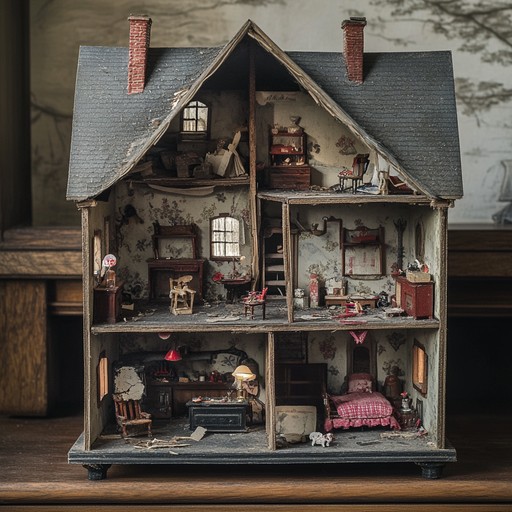 An unnerving composition featuring toy piano and vintage electronic toys, evoking the ghostly ambiance of an abandoned dollhouse. Minor key melodies shift with mechanical eeriness, creating a chilling backdrop that incites unease and curiosity.