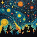 an exuberant mix of galactic melodies and festive beats