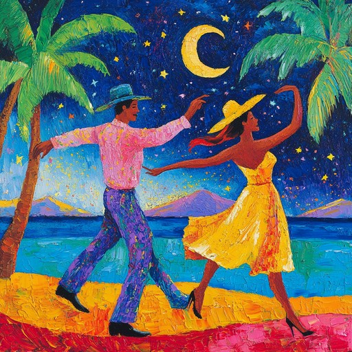 A lively instrumental rumba capturing the essence of celebration and joy, evoking dancing under starlit skies amid vibrant festival energy.