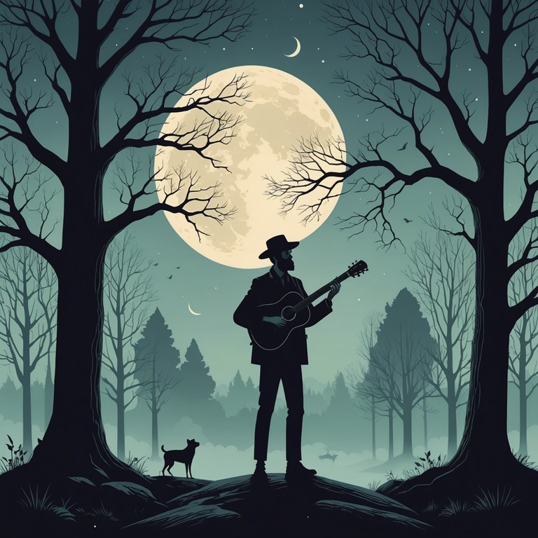 In this track, the sound of an old, resonant acoustic guitar carries the listener off on a journey through twisty, winding paths overshadowed by the ancient trees of a forgotten woodland. The brooding troubadour's tunes echo stories of hidden realms and quiet longings, with string vibrations that resonate deep in the chest, creating a somber and reflective atmosphere.