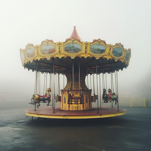 A ghostly carnival melody driven by a tragic organ soundscape, encapsulating the sorrow of abandoned fairs and reminiscing on the eerie echoes of past performances, perfect for conjuring an otherworldly, melancholic atmosphere.