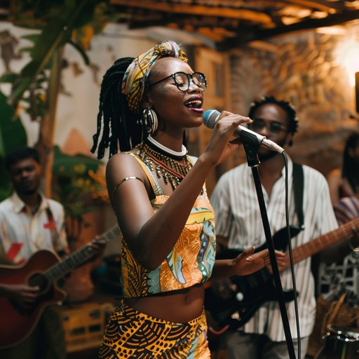 A vibrant and energetic afrobeat track featuring a tight rhythm section with interlocking guitar riffs, punchy brass stabs, and polyrhythmic percussion. The infectious groove invites listeners to dance and celebrate.