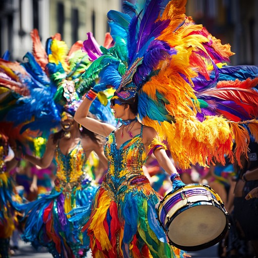 An upbeat and lively instrumental samba piece that encapsulates the vibrant rhythms and joyful atmosphere of brazilian carnival, featuring infectious percussion and spirited melodies that inspire dancing and celebration.