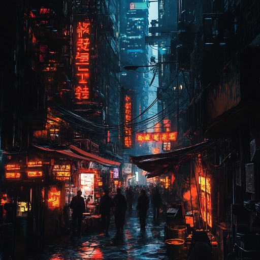 Experience the tension of city nights with dark synths and driving beats in a neon lit world. The track's eerie tone and pulsating rhythms will keep you on edge, painting a vivid picture of an urban environment laden with tension.