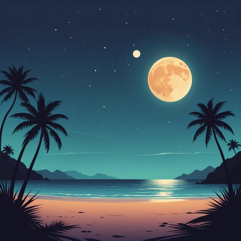 Let this music transport you to a beach under a full moon, where the mysterious and serene atmosphere is enriched by exotic, tropical sounds echoing through the night.