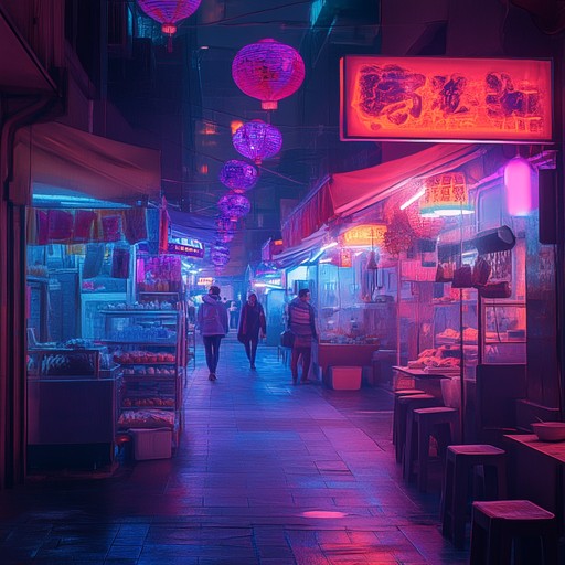 An electrifying blend of synthwave and cyberpunk elements, capturing the excitement and joy of a neon infused metropolis. Upbeat rhythms and bright synth lines drive this lively sonic adventure.