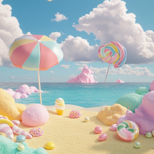 Immerse yourself in a whimsical chillwave journey, where fantastical elements of a candyland themed beach party come alive. Soft synth melodies and airy beats create a dreamy backdrop, perfect for a whimsical escape by the seaside.