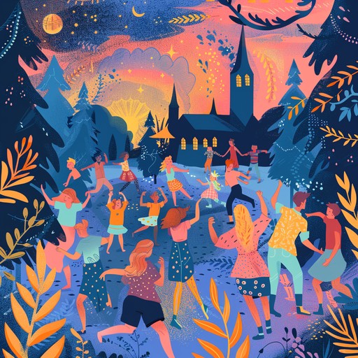 A lively instrumental suomipop track bursting with joy and energy, perfectly capturing the essence of a finnish midsummer night celebration. The upbeat melodies and rhythmic beats will transport listeners to a festive gathering under the twilight. Ideal for creating a euphoric and celebratory atmosphere.